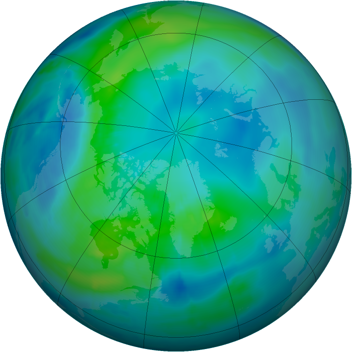 Arctic ozone map for 07 October 2012